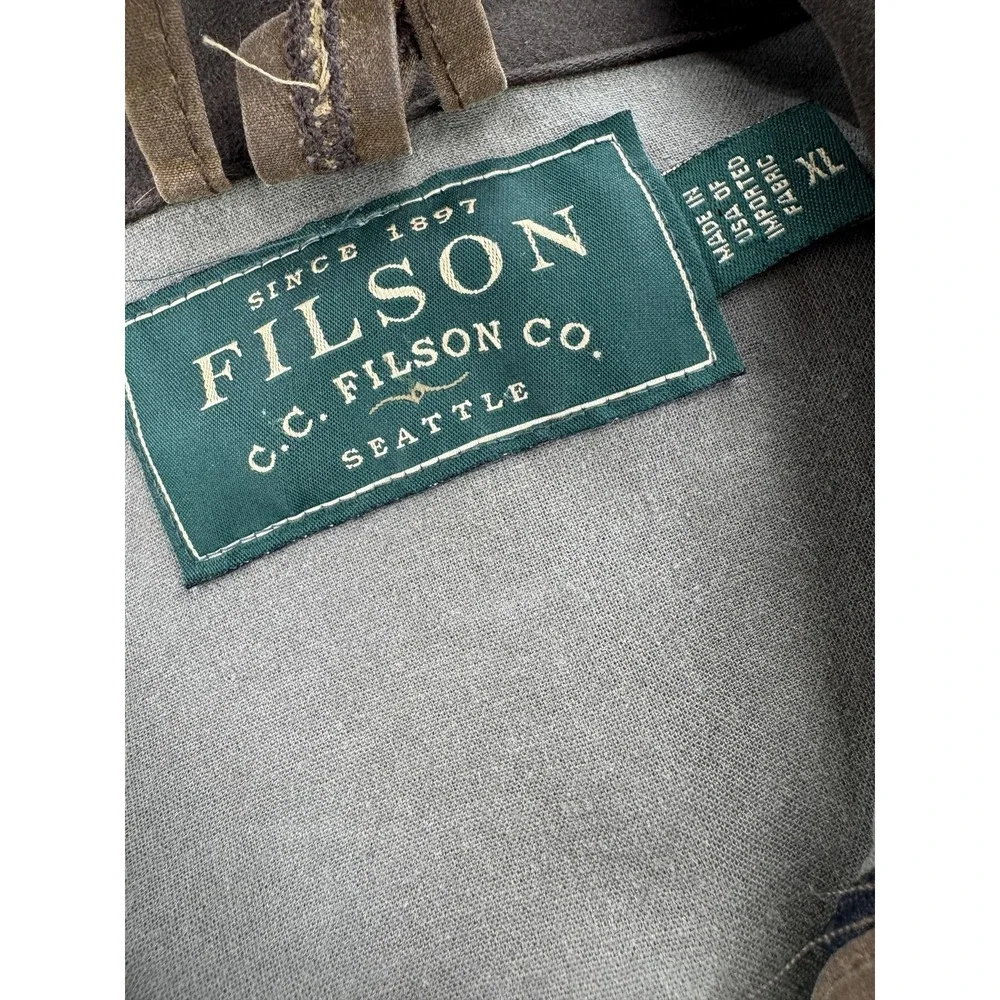 Filson Coat Mens XL Brown Waxed Cotton Canvas Field Hunting Workwear USA